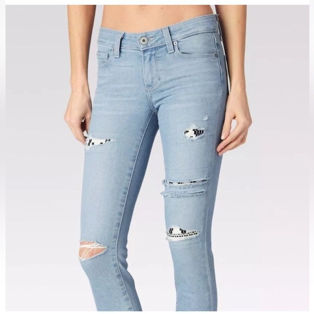 PAIGE Sz24 TRANSCEND VERDUGO ANKLE MIDRISE SKINNY MAYAN PATCH